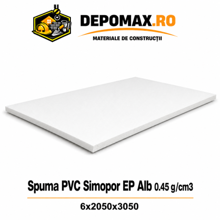Placa rigida PVC Simopor EP Alb 0.45 g/cm3, 6x2050x3050 mm